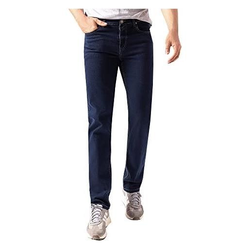 MASTINO FASHION COLLECTION pantalone jeans blu scuro 5 tasche pesante elasticizzati casual uomo, gamba dritta(35w/33l)