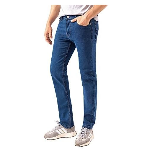 MASTINO FASHION COLLECTION pantalone jeans blu scuro 5 tasche pesante elasticizzati casual uomo, gamba dritta(34w/32l)