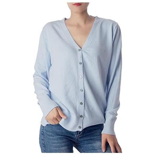 iB-iP donna sweater vest felpa elegante bottoni maglione leggero corto cardigan, taglia: 46, crema