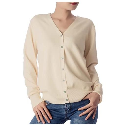 iB-iP donna sweater vest felpa elegante bottoni maglione leggero corto cardigan, taglia: 46, cognac