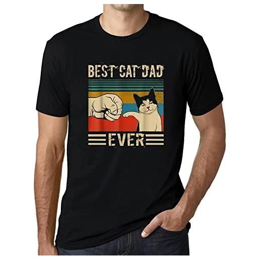 Ultrabasic uomo maglietta il miglior papà gatto di sempre che si batte il pugno - best cat dad ever fist bump - t-shirt stampa grafica divertente vintage idea regalo originale alla moda nero profondo l
