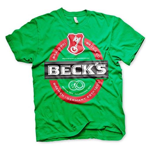 Beck's licenza ufficiale label logo uomo maglietta (verde), l