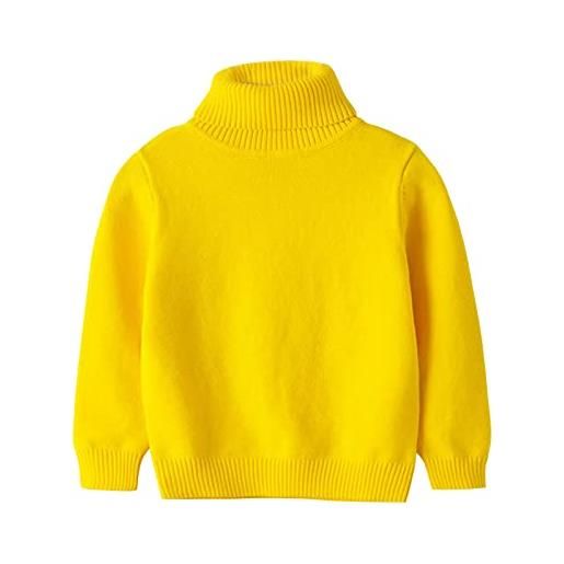 Yishengwan maglione collo alto ragazzi ragazze tinta unita maglia maglieria bambini pullover a maniche lunghe giallo 100