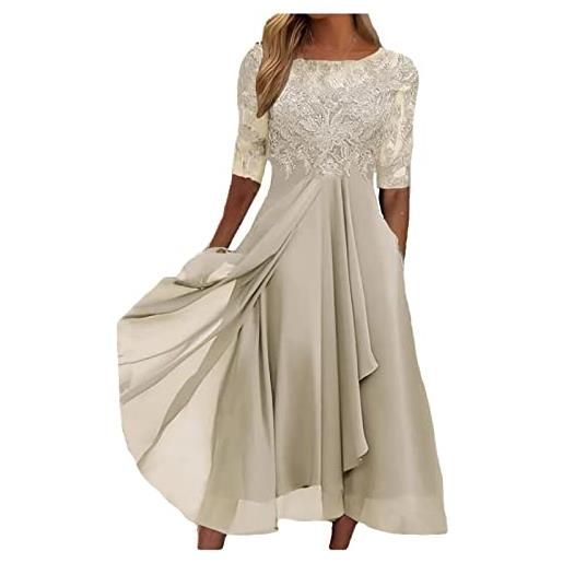 MJGkhiy vestiti donna eleganti da cerimonia curvy high-low senza maniche linea ad a stile impero estivo sbuffo plissettata vestito abiti da damigella donna lunghi abito lungo estivo donna taglie forti