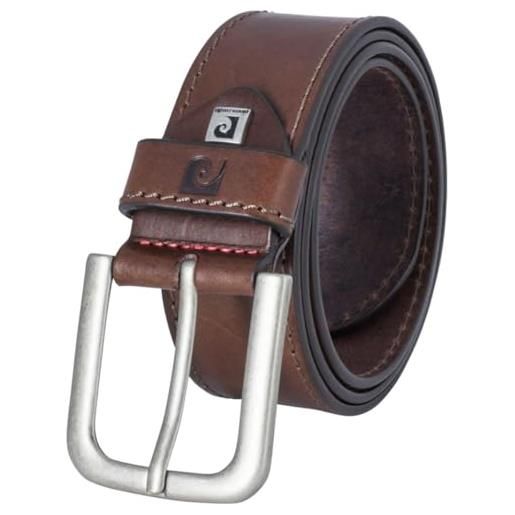Pierre Cardin leather belt men, jeans belt men 40 mm wide, belt men full cowhide leather dark brown, farbe/color: marrone, size us/eu: bundweite 110 cm gesamtlänge 125 cm w 43.5 xl