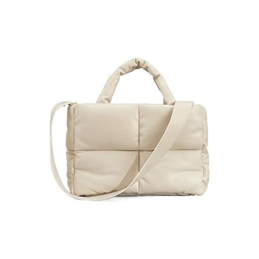 UOXOO borsa tote morbida da donna a quattro quadrati, borsa a tracolla semplice imbottita in cotone