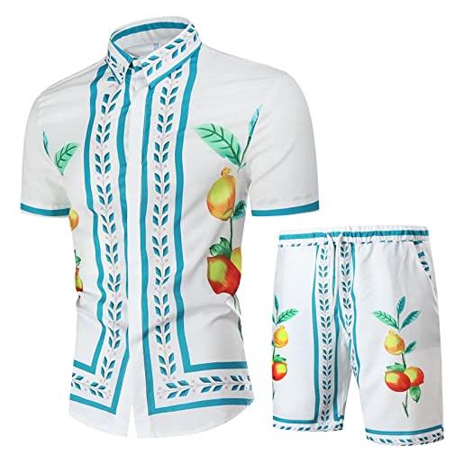 YouLpoet camicia da uomo hawaiana a maniche corte da uomo, pantaloncini da spiaggia, pantaloni a due pezzi, c, m