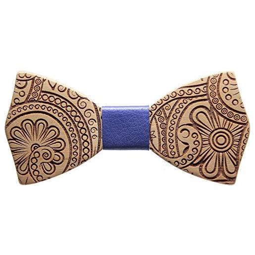 InLegnoWoodDesign papillon in legno di cilieggio con nodo in pelle accessori moda cerimonia mod. Juke v. 2