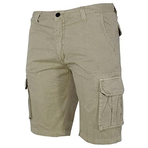 N+1 pantaloncini bermuda uomo cargo con tasche laterali tasconi 48 50 52 54 56 58 60 (54 - beige)