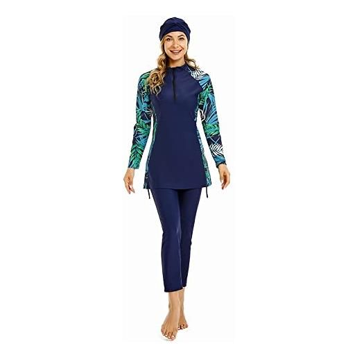 BlueSnow costume da bagno musulmano da donna a copertura totale velo islamico delicato costume da bagno burkini da donna (4xl, y3)