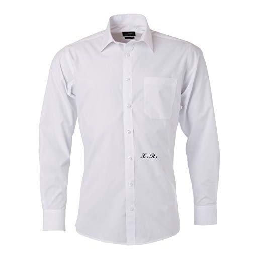 bubbleshirt camicia da uomo bianca con iniziale ricamata personalizzabile