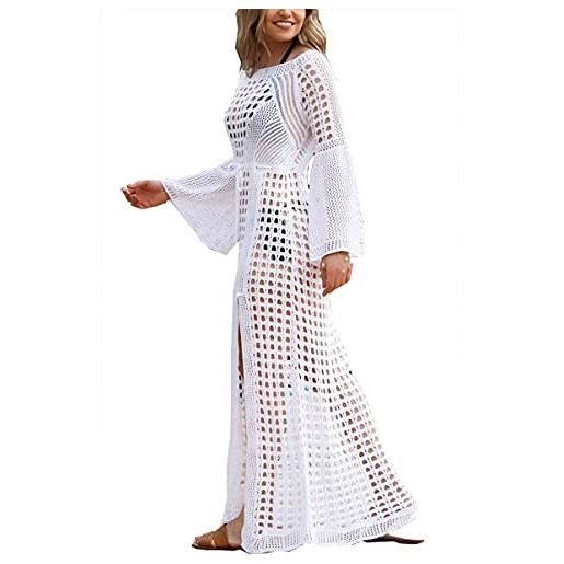 LikeJump vestito donna crochet cardigan copricostume maxi abito bohemien costume da bagno kimono