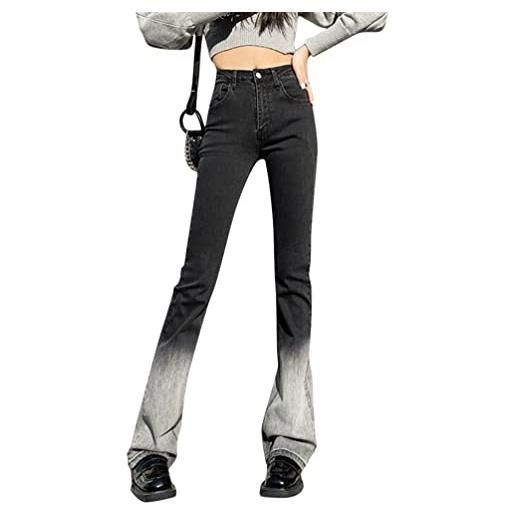 Minetom jeans donna zampa d'elefante casual denim bootcut larghi flare pants elasticizzati slim fit jeans pantaloni a grigio xs