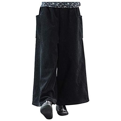 Bigassets donna pantaloni foderati in pile pantaloni caldi pantaloni larghi in velluto a coste black