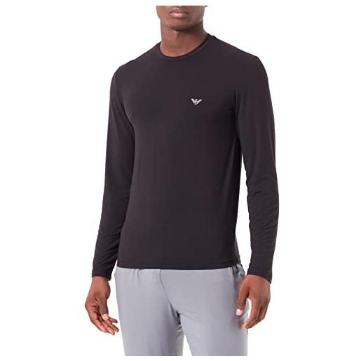 Emporio Armani soft modal-maglietta a maniche lunghe slim fit t-shirt, nero, xl uomo