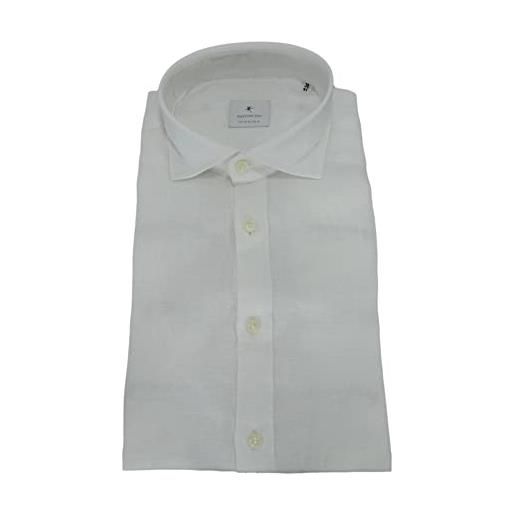 BASTONCINO camicia uomo slim fit puro lino b050 colore bianco taglia 42