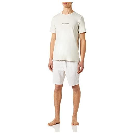 Calvin Klein s/s set corto pigiama, black top, fast one print bottom, xl (pacco da 2) uomo