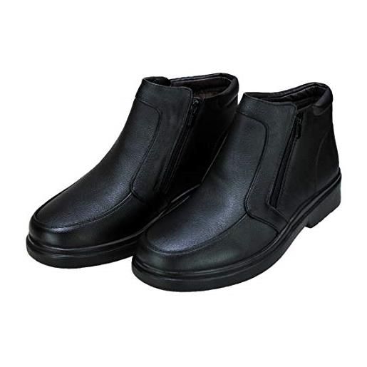 Evoga scarpe stivaletti uomo nero casual invernali calzature con pelliccia (43, nero)