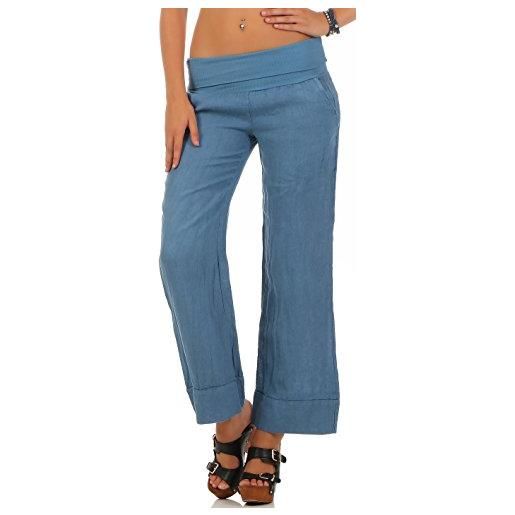 malito more than fashion malito donna pantaloni de lino classico-stile pantaloni estivi 8064 (xxl, blu scuro)