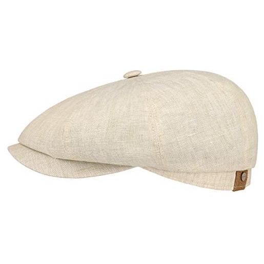 Stetson hatteras coppola in lino donna/uomo - berretto con fodera in cotone - con protezione uv 40+ - primavera/estate - blu scuro 56 cm