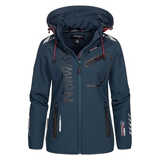 Geographical Norway reine lady - giacca/softshell donna giacca antivento resistente e impermeabile - giacca con cappuccio outdoor, nero / rosa, s