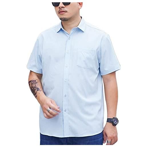 DAIHAN camicetta estate uomo camicie da spiaggia a maniche corte t-shirt gentile casual camicia formale regular matrimonio business, a-blu, 5xl