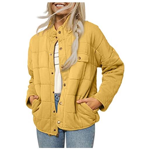 ORANDESIGNE piumino leggero donna ultraleggeri giacche di piumino manica lunga invernali corto cappotto ripiegabile caldo down jacket trapuntato giubbotto giù giacca giubbini d giallo l