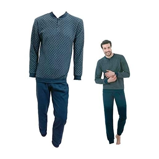 Il Granchio pigiama uomo invernale in caldo jacquard pigiama uomo felpato diverse fantasie (4011 blu, xxl)