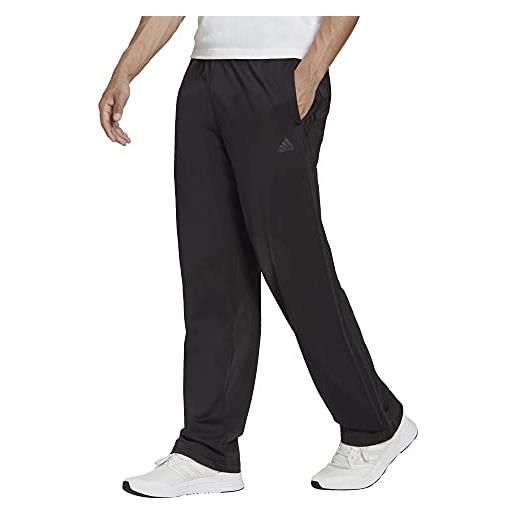 adidas men's standard essentials warm-up open hem 3-stripes tracksuit bottoms, black/black, 4x-large