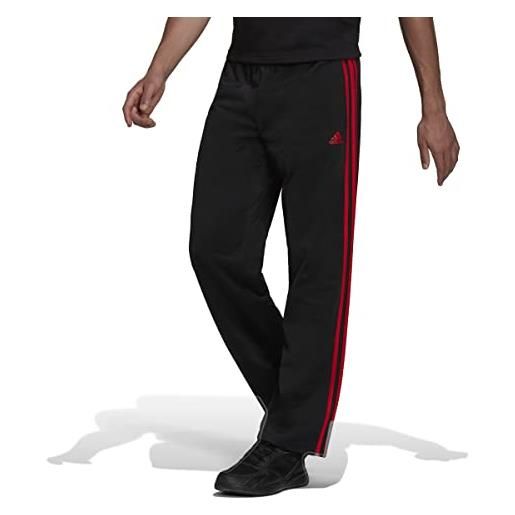 adidas men's big & tall essentials warm-up open hem 3-stripes tracksuit bottoms, black/scarlet, xx-large/tall