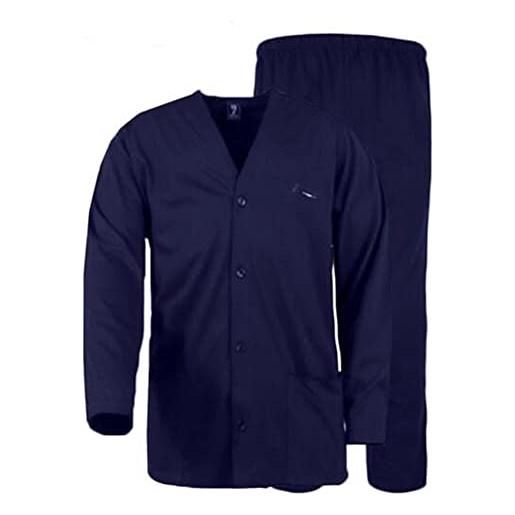 ProfiloModa maxfort pigiama taglie forti uomo 3006 serafino oversize cotone (4xl, blu scuro)