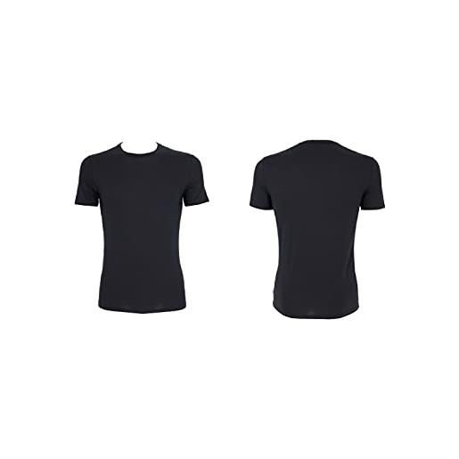Cotonella n° 1 canottiera t-shirt uomo mezza manica girocollo cotone biologico elasticizzato, nero, xl