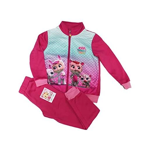 Russo Tessuti set jogging tuta pigiama pantalone felpa bambina sport cry baby magic tears rosa-fuxia-6 anni