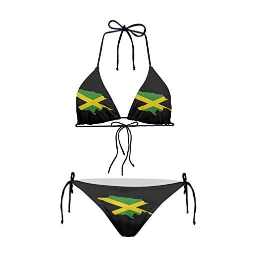 Howilath bikini set sexy 2 pices bikini costume da bagno imbottito stringa triangolo costumi da bagno per le donne, palm floral avocado paws, bandiera della repubblica dominicana, xl