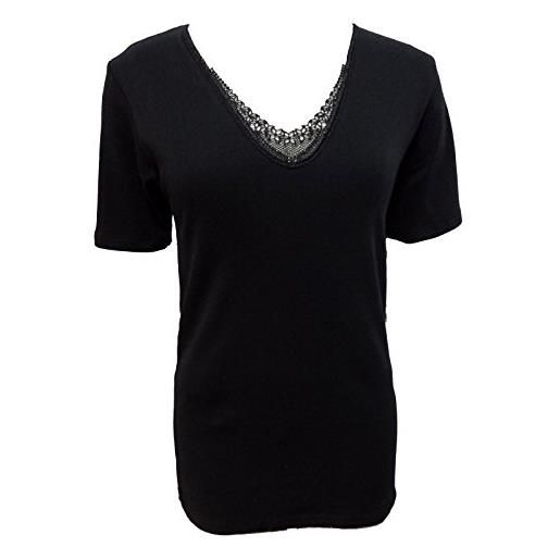 JADEA 3 t-shirt mezza manica macrame' donna caldo cotone interlock art. 9202 (5, nero)
