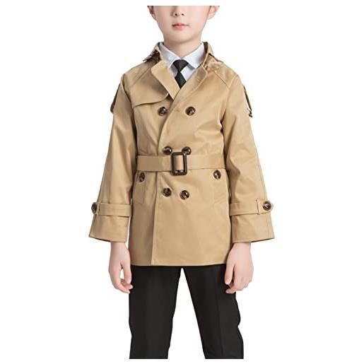 amropi bambini e ragazzi trench cappotto con cintura giacca a vento cappotti cachi, 2-3 anni