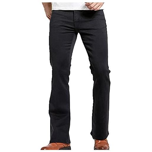 N\P np mens boot cut jeans leggermente svasato slim fit blue black pantaloni classic maschio, elasticizzato nero. , w32