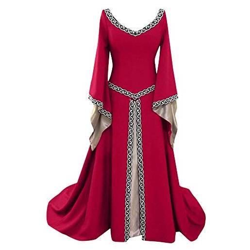 AnyuA costume da regina medievale donna vittoriano abito da sera ricamo gotico rinascimentale eleganti vestito rosso xxl