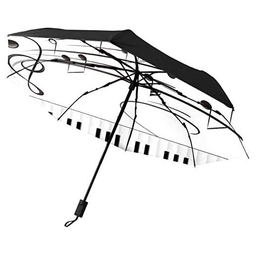 GISPOG ombrello pieghevole automatico, personale di pianoforte impermeabile compatto sole e pioggia ombrello da viaggio, colore unico, taglia unica
