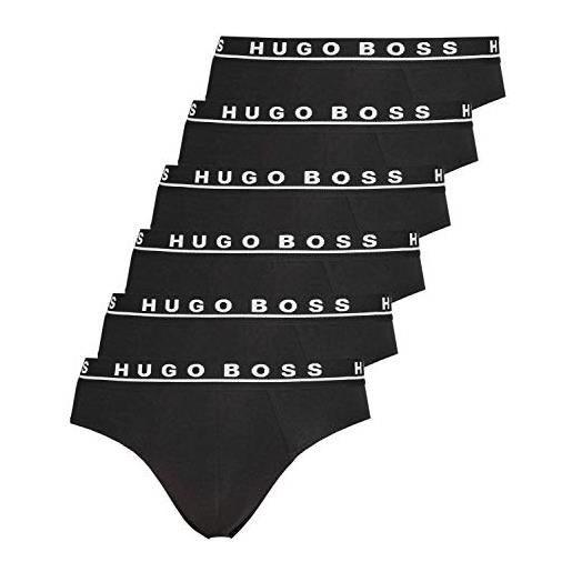 Hugo boss slip da uomo, confezione da 6 pezzi, con logo, elasticizzati, confezione da 3, bianco (-100). , s