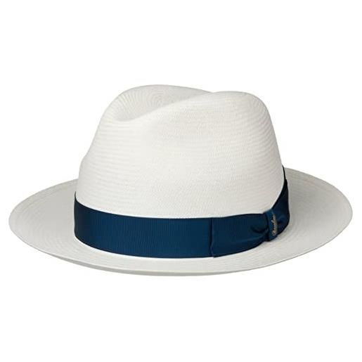 Borsalino cappello panama black small donna/uomo - made in ecuador fedora cappelli da spiaggia con nastro grosgrain primavera/estate - 56 cm natura-blu (140338)
