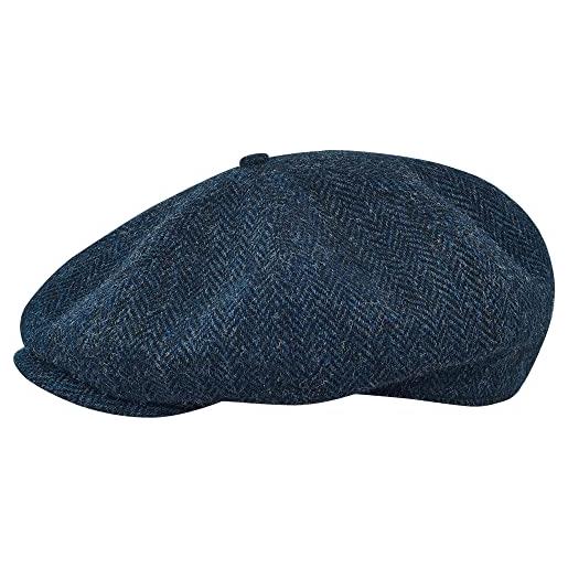 Sterkowski shelby - berretto in tweed da uomo, caldo, elegante, 100% lana, blu/marrone, 56