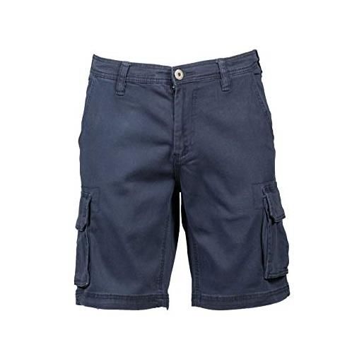 JRC 993235 mikonos pantalone corto da uomo multitasche elasticizzato tessuto prelavato elastici in vita sui fianchi blu navy (m)
