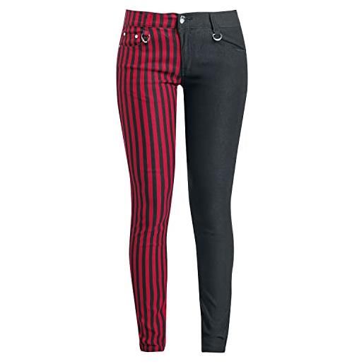 Banned Alternative punk trousers donna pantaloni nero/rosso w30l34