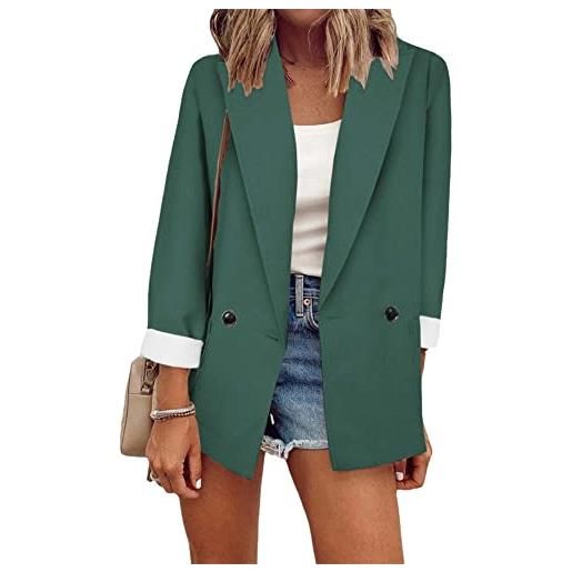 YMING giacca da lavoro da ufficio da donna giacca da lavoro a maniche lunghe abiti primaverili su misura abito con bavero solido verde xs