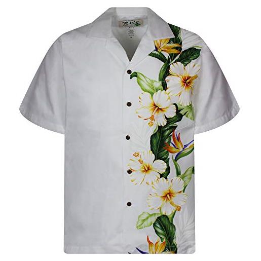 KY's ky`s original camicia hawaiana, wedding yellow streli, bianco s