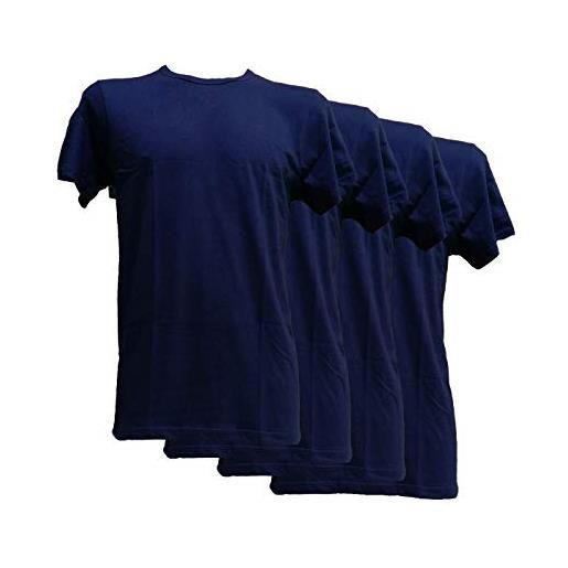 Fontana Calze & intimo 4 magliette manica corta scollo tondo in jersey di puro cotone, comfort e freschezza sulla pelle (nero, 5 l)