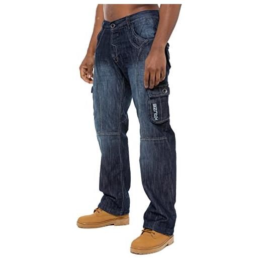 BRAND KRUZE pantaloni da lavoro da uomo in denim da combattimento cargo kz103, blu, w30 / l32