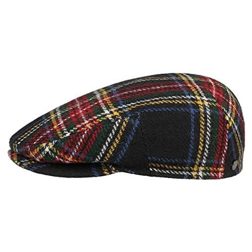 LIERYS coppola glaston wool stewart uomo - made in the eu cappellino lana cappello piatto con visiera, fodera autunno/inverno - 58 cm blu scuro
