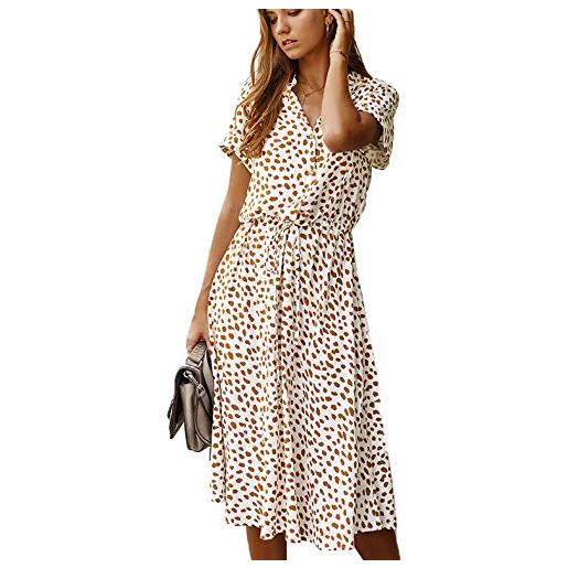 Wamvp abito lungo elegante donna estivo gonna a pois manica corta midi vestito beach vintage